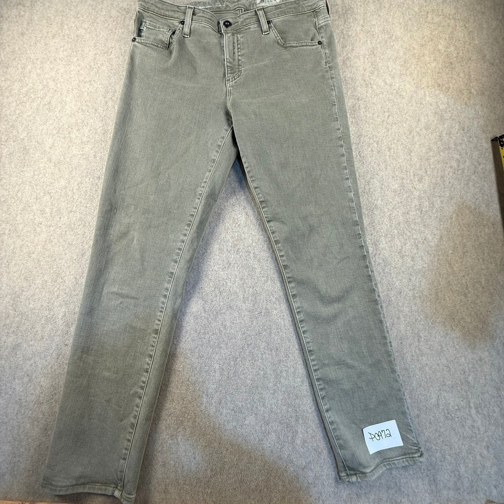 AG Adriano Goldschmied Prima Ankle Jeans 31 Olive Green Cigarette Leg Slim Fit